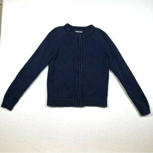 Land's End Girls Cotton Modal Zip Front Cardigan Sweater Size 7-8 Thick Warm
